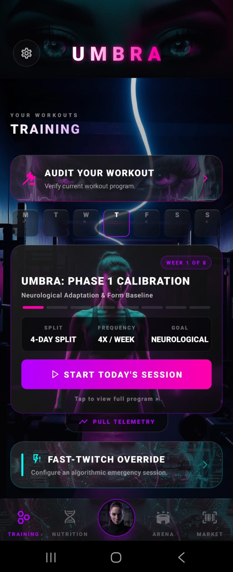Training screen